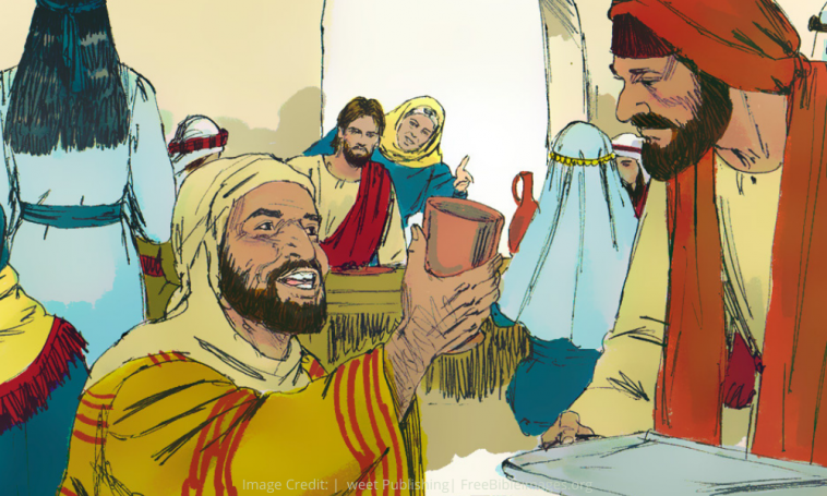 Jesus turns water into wine