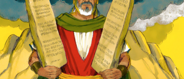 Moses holding the 10 commandments