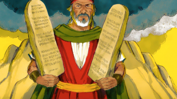 Moses holding the 10 commandments