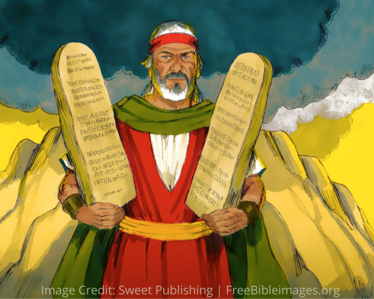 Moses holding the 10 commandments